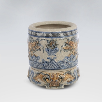 Bát Hương men rạn hình rồng + Chân Đế