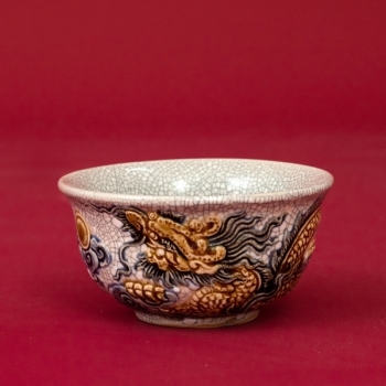 Bát thờ Rồng đắp nổi men rạn Bát Tràng