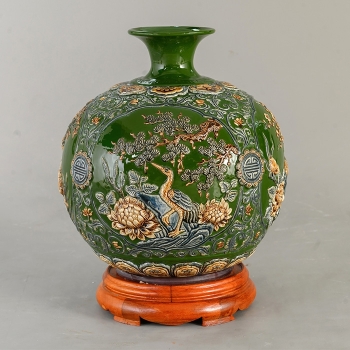 Bình hút lộc Tứ Cảnh men ngọc lục bảo