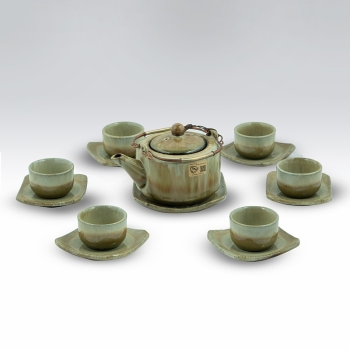 Bộ ấm chén ba chân trắng