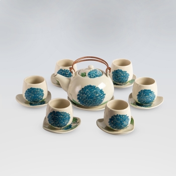 Bộ ấm chén cẩm tú cầu quai đồng 600ml