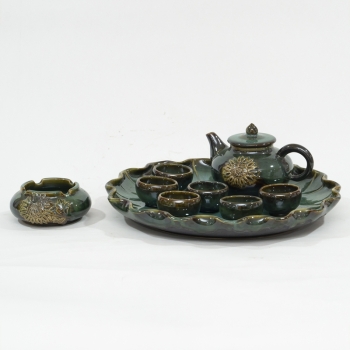 Bộ ấm chén đắp hoa mặt trời