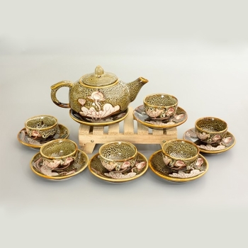 Bộ ấm chén độc ẩm gấm sen