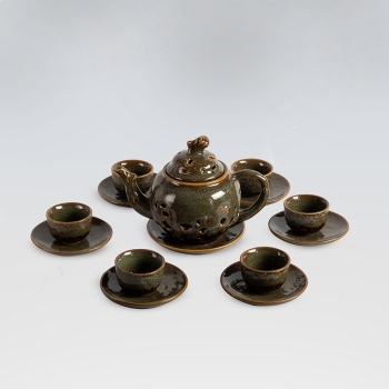 Bộ ấm chén hai lòng men hỏa biến 500ml