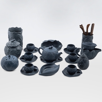 Bộ ấm chén hồng sa sen xanh cao cấp kèm phụ kiện 300ml