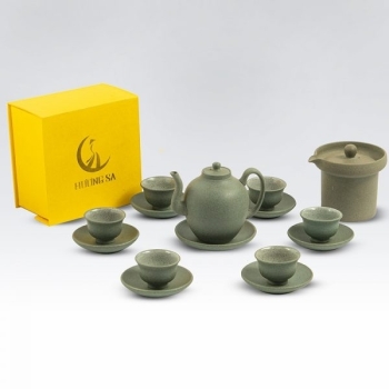 Bộ ấm chén chuông hương sa mộc cây đèn