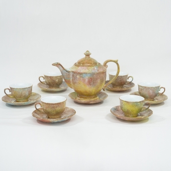 Bộ ấm chén Men Đá Vẽ Vàng Kim 1100ml