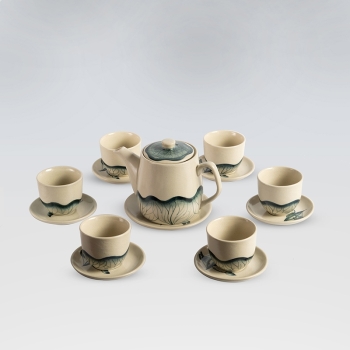 Bộ ấm chén quả dưa sen rạn 600ml