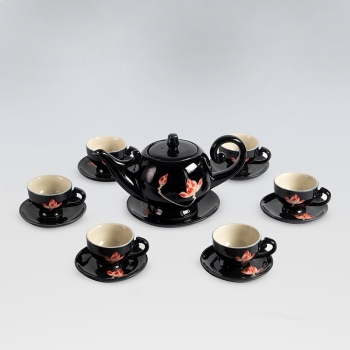 Bộ ấm chén sen coban Bát Tràng 600ml