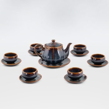 Bộ ấm chén sen tím men hỏa biến TTS