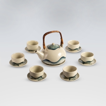 Bộ ấm chén sen tống Bát Tràng 550ml