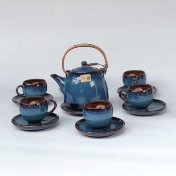 Bộ ấm chén siêu S1 xanh biển TTS