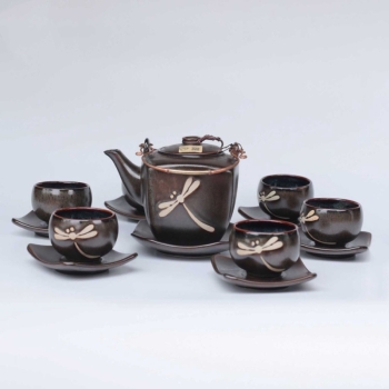 Bộ ấm chén vuông chuồn kim sa