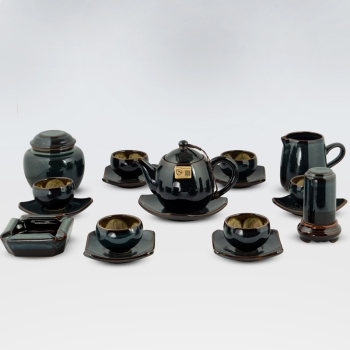 Bộ ấm chén xoan ghi hoa kèm phụ kiện TTS