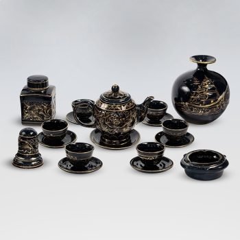 Bộ ấm chóp vẽ vàng kèm phụ kiện số 1