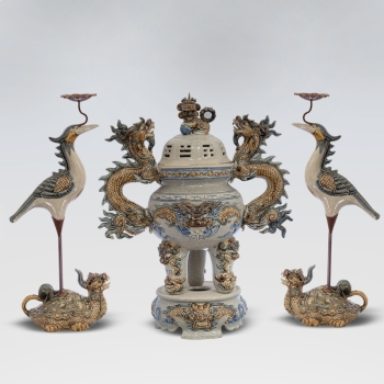 Bộ đỉnh hạc men rạn