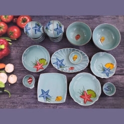 Bộ đồ ăn đại dương xanh mẫu 08