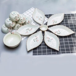 Bộ đồ ăn men kem đào hồng mẫu 01