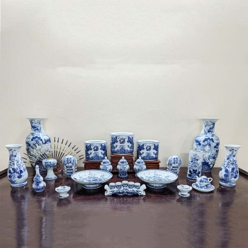 Bộ đồ thờ men xanh ngọc cho bàn thờ 2m17