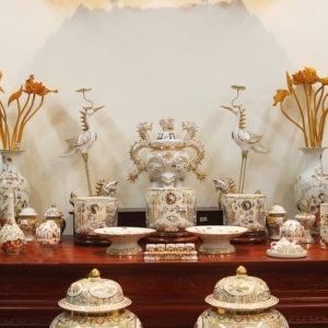 Bộ đồ thờ Phúc Mãn Đường Vẽ vàng 24k