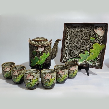 Bộ tích gấm sen màu khay vuông