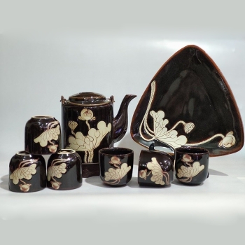 Bộ tích nâu sen khay tam giác