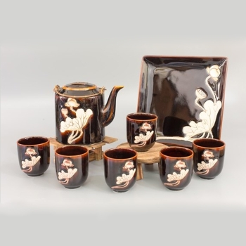 Bộ tích nâu sen khay vuông