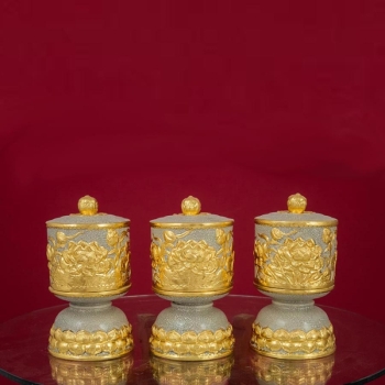 Đài thờ men rạn đắp nổi Sen dát vàng Tây cao cấp Bát Tràng S1