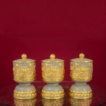 Đài thờ men rạn đắp nổi Sen dát vàng Tây cao cấp Bát Tràng S2