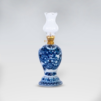 Đèn bầu trắng xanh khắc nổi vẽ tay