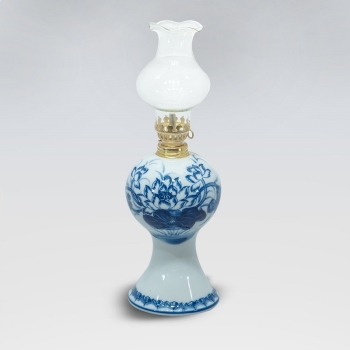 Đèn dầu tròn trắng xanh decal