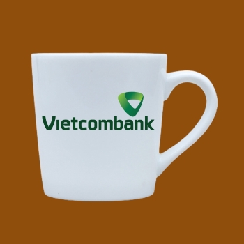 Ly sứ quà tặng Bát Tràng trắng in logo Vietcombank