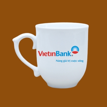 Ly sứ quà tặng Bát Tràng trắng in logo VietinBank