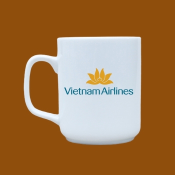 Ly sứ quà tặng Bát Tràng trắng in logo Vietnam Airlines