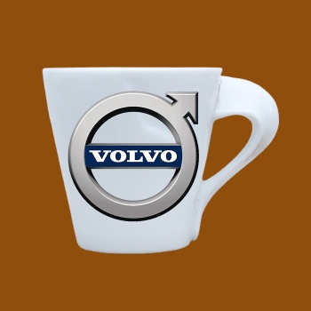 Ly sứ quà tặng Bát Tràng trắng in logo Volvo