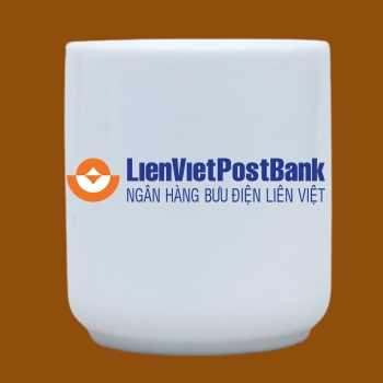 Ly sứ quà tặng Bát Tràng trắng Liên Việt Post Bank
